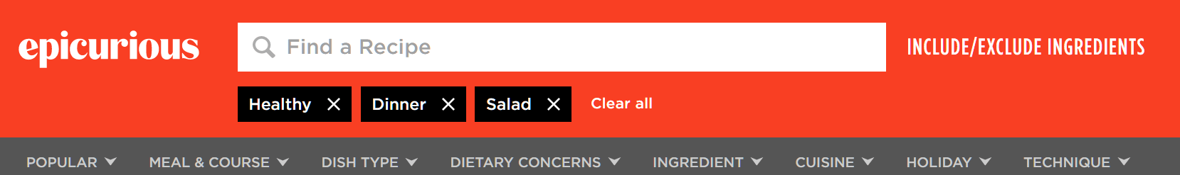 ecommerce product filters epicurious
